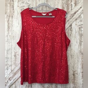 Laura Ashley Red Sequined Tank Top